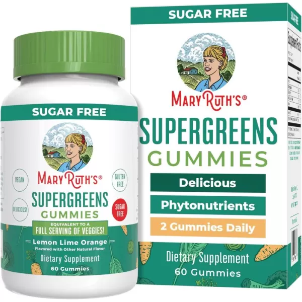 imageMaryRuths Super Greens Gummies  with NaturallyOccurring Quercetin for Adults and Kids Ages 4  Sugar Free  2g Fiber Per Serving  Vegan  No Gelatin  Pectin Based  60 Count  30 ServingsLemon  Lime  Orange