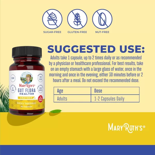 imageMaryRuth Organics Gut Flora Health Enzymes  Up to 2 Month Supply  Prebiotic Probiotic Digestive Enzymes Blend for Healthy Gut Biome ampamp Digestive Support  Gastrointestinal Health  60 CapsulesUnflavored