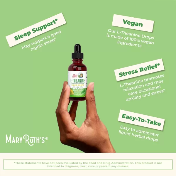 imageMaryRuth Organics L Theanine 200mg Liquid Drops  Mood Support for Adults ampamp Kids  Focus Supplement  Natural Sleep Support  Relaxation  Amino Acid  Vegan  NonGMO  Gluten Free  30 ServingsLemon Line