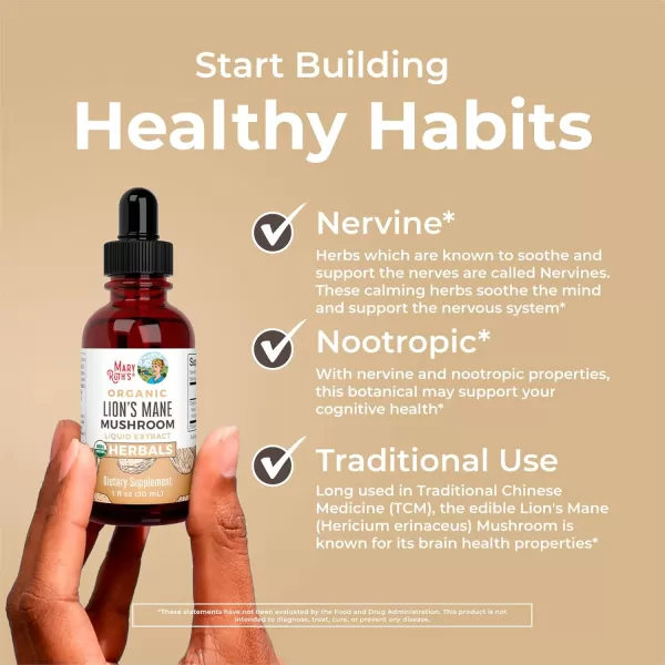 imageMaryRuth Organics Lions Mane Mushroom Supplement Upto 2 Month Supply Nootropic USDA Organic Lions Mane Extract Nervine Herbal Liquid Drops Brain Health NonGMO Vegan Alcohol Free Tincture 1 Fl OzUnflavored