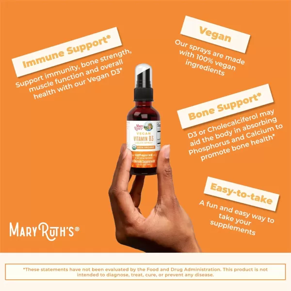 imageMaryRuth Organics Vitamin D USDA Organic  Vitamin D3 Liquid  Sugar Free  Liquid Vitamin D Spray Immune Support for Adults ampamp Kids  Bone Health  Vit D3  Vegan  Gluten Free  NonGMO  30 Servings