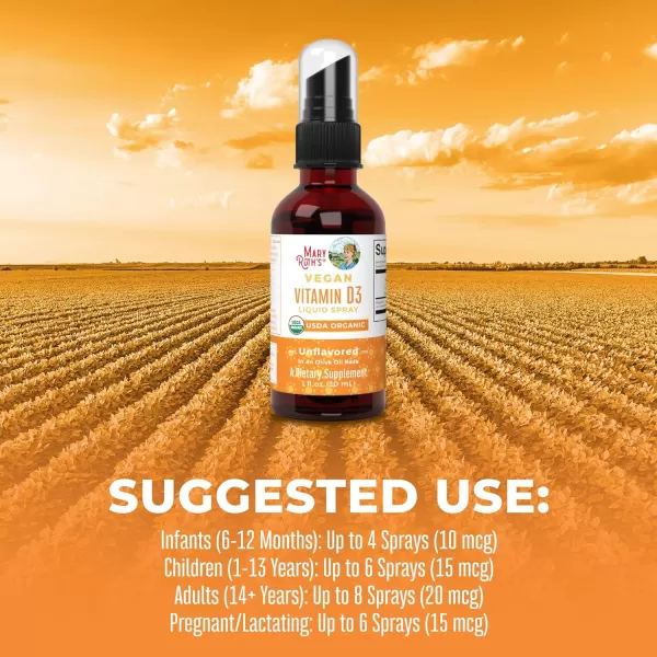 imageMaryRuth Organics Vitamin D USDA Organic  Vitamin D3 Liquid  Sugar Free  Liquid Vitamin D Spray Immune Support for Adults ampamp Kids  Bone Health  Vit D3  Vegan  Gluten Free  NonGMO  30 Servings