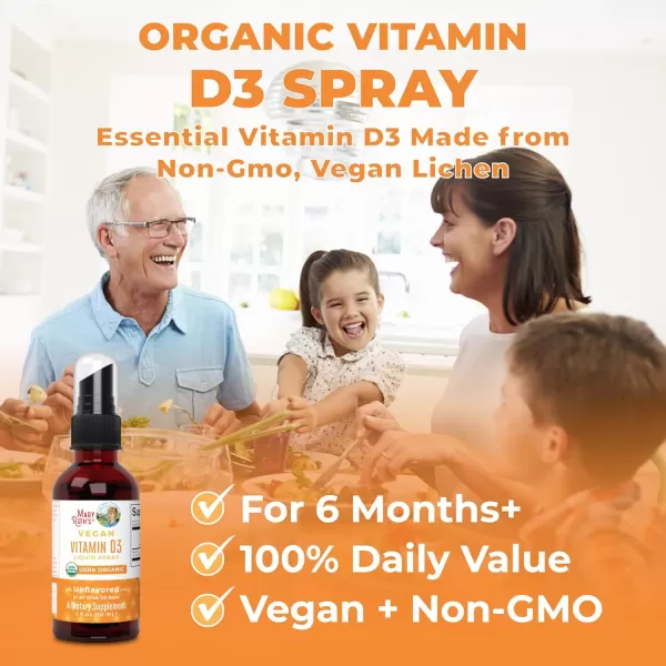 imageMaryRuth Organics Vitamin D USDA Organic  Vitamin D3 Liquid  Sugar Free  Liquid Vitamin D Spray Immune Support for Adults ampamp Kids  Bone Health  Vit D3  Vegan  Gluten Free  NonGMO  30 Servings