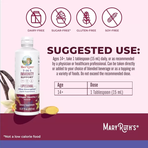 image7 in 1 Immunity Liposomal by MaryRuths  Elderberry Liquid with Vitamin C  Liquid Vitamins  Immune Support Supplement  Elderberry with Zinc and Vitamin C  Vegan Gluten Free  30 ServingsGinger Vanilla