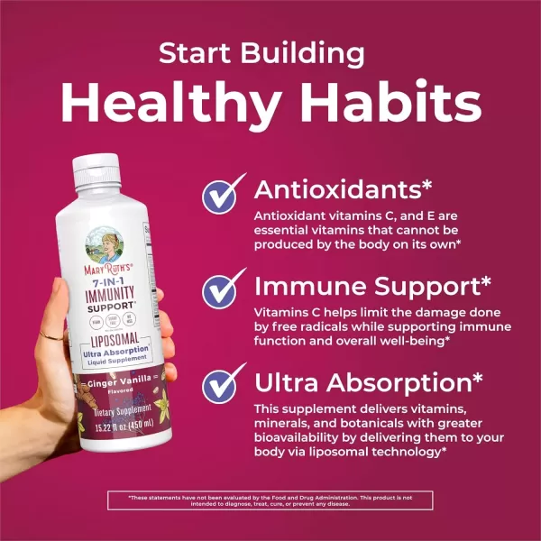 image7 in 1 Immunity Liposomal by MaryRuths  Elderberry Liquid with Vitamin C  Liquid Vitamins  Immune Support Supplement  Elderberry with Zinc and Vitamin C  Vegan Gluten Free  30 ServingsGinger Vanilla