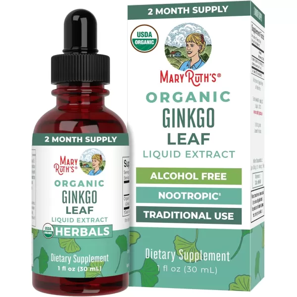 imageMaryRuth Organics Ginkgo Leaf Liquid Drops  Herbal Supplement  Nootropic  Circulatory System ampamp Nervous System Health  USDA Organic  NonGMO  Vegan  60 Servings