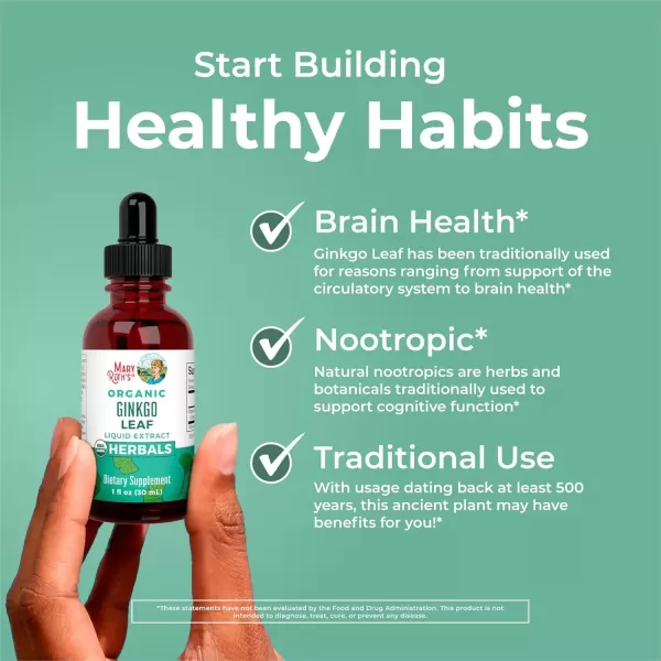 imageMaryRuth Organics Ginkgo Leaf Liquid Drops  Herbal Supplement  Nootropic  Circulatory System ampamp Nervous System Health  USDA Organic  NonGMO  Vegan  60 Servings