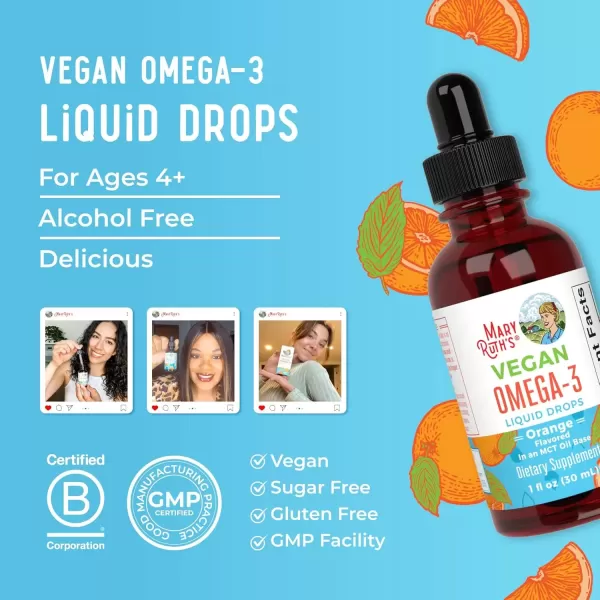 imageMaryRuth Organics Omega 3 Liquid Drops  400mg DHA Per Serving  Omega 3 Supplement for Immune Support  Overall Health  for The Whole Family  1ozOrange  Family