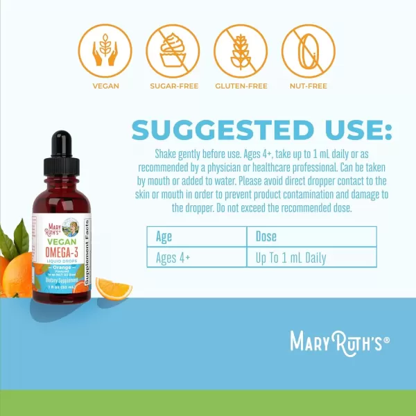 imageMaryRuth Organics Omega 3 Liquid Drops  400mg DHA Per Serving  Omega 3 Supplement for Immune Support  Overall Health  for The Whole Family  1ozOrange  Family