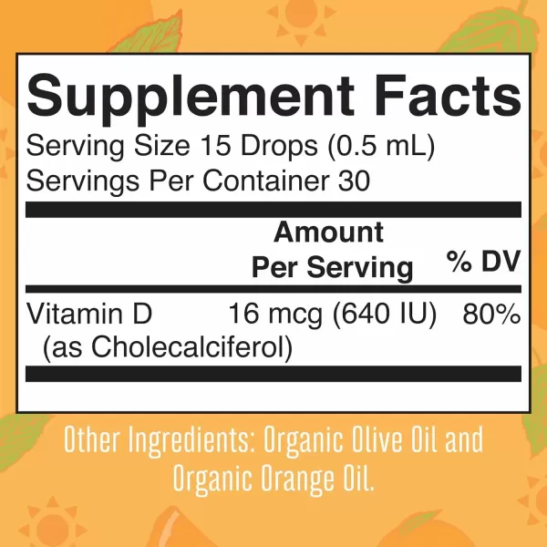 imageMaryRuth Organics USDA Organic Vitamin D3 Liquid Drops for Kids  640 IU Vitamin D3 Per Serving  Kids Immune Support ampamp Bone Health Supplement  Formulated for Ages 413  05oz  30 ServingsOrange