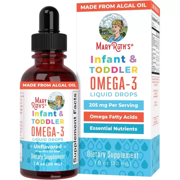 imageMaryRuths Infant and Toddler Omega3 Liquid Drops by  200mg DHA and 2mg EPA Per Serving  Overall Wellness and Healthy Development  Unflavored  1 Fl OzUnflavored