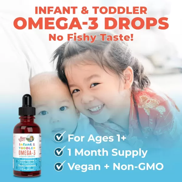 imageMaryRuths Infant and Toddler Omega3 Liquid Drops by  200mg DHA and 2mg EPA Per Serving  Overall Wellness and Healthy Development  Unflavored  1 Fl OzUnflavored