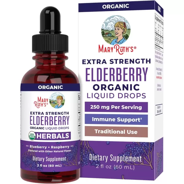 imageMaryRuth Organics Elderberry Syrup Extra Strength USDA Organic Elderberry Sugar Free Adults ampamp Kids Immune Support Supplement for Ages 1 Clean Label Project Verified Vegan Gluten Free 2 Fl Oz