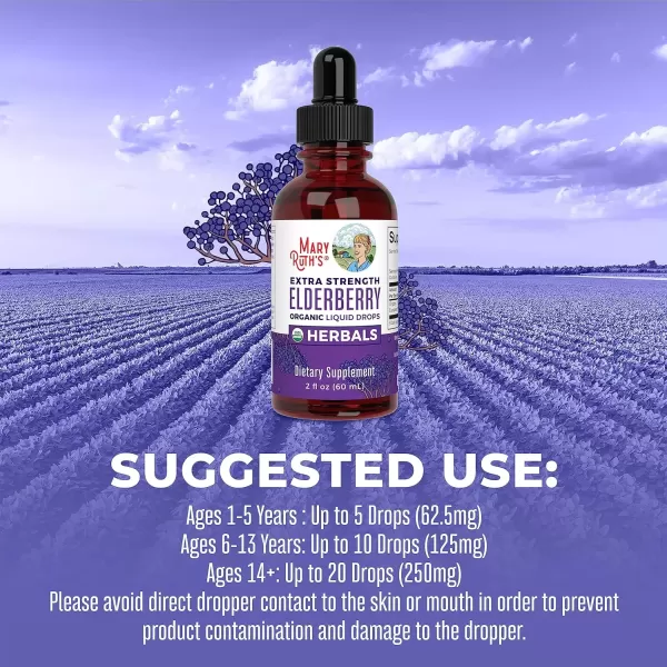 imageMaryRuth Organics Elderberry Syrup Extra Strength USDA Organic Elderberry Sugar Free Adults ampamp Kids Immune Support Supplement for Ages 1 Clean Label Project Verified Vegan Gluten Free 2 Fl Oz