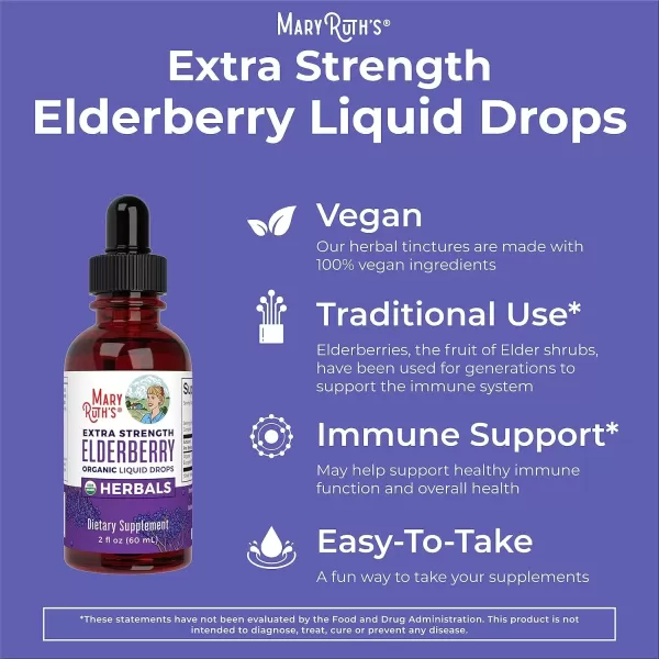 imageMaryRuth Organics Elderberry Syrup Extra Strength USDA Organic Elderberry Sugar Free Adults ampamp Kids Immune Support Supplement for Ages 1 Clean Label Project Verified Vegan Gluten Free 2 Fl Oz