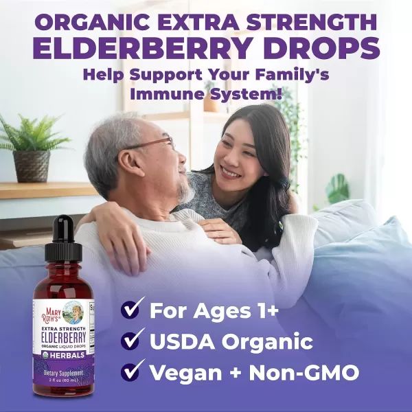 imageMaryRuth Organics Elderberry Syrup Extra Strength USDA Organic Elderberry Sugar Free Adults ampamp Kids Immune Support Supplement for Ages 1 Clean Label Project Verified Vegan Gluten Free 2 Fl Oz