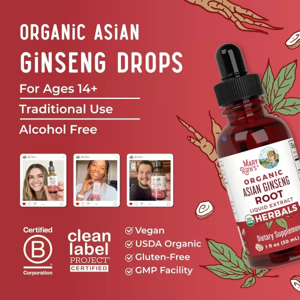 imageMaryRuth Organics Herbal Supplement Drop Antioxidant Boost Energy Pack of 1 Ginseng Root for Vitality Supports Focus and Endurance Vegan NonGMO Gluten Free 1 Fluid Ounces