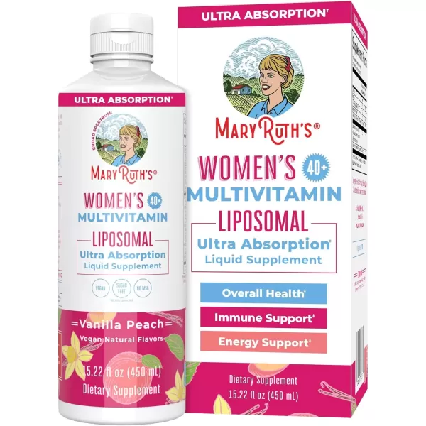 imageMaryRuth Organics Multivitamin for Women 40 Womens Multivitamin Liposomal Immune Support Supplement Energy Supplements ampamp Sleep Aid Methylated Multivitamin Vegan Sugar Free NonGMO 1522 Fl OzVanilla Peach