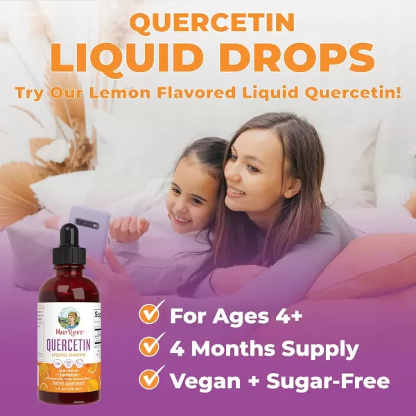 imageMaryRuth Organics Quercetin Liquid Drops  Sugar Free  Liquid Quercetin 500mg for Adults ampamp Kids  Cardiovascular Health for Adults  Bioflavonoid  Vegan  NonGMO  Gluten Free  4 Fl OzLemon