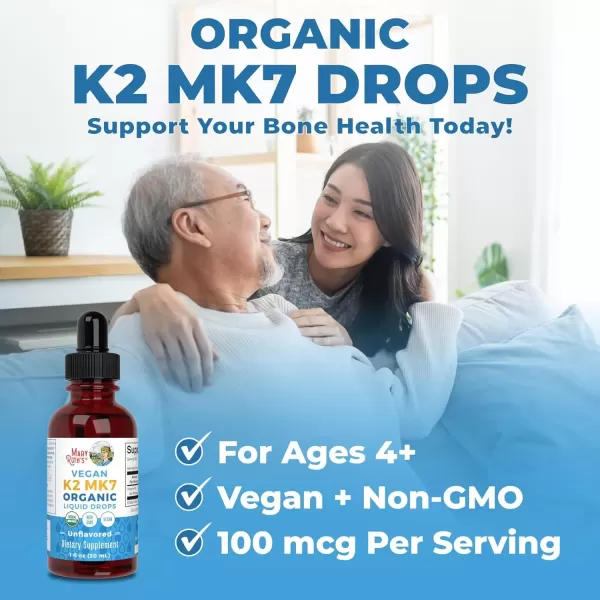 imageMaryRuth Organics USDA Organic Vitamin K2 MCT Liquid Drops for Adults ampamp Kids  100 mcg K2 MK7 per serving  Organic MCT Oil  Vegan K2 Vitamin for Bone Health  Heart Health  Calcium Absorption  1oz