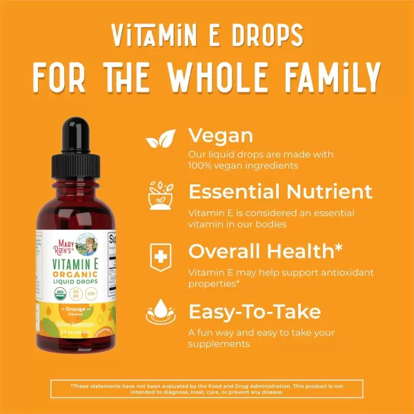 imageMaryRuth Organics USDA Vitamin E Liquid Drops 2 Month Supply  Bone and Joint Health  Cognitive Health for Adults and Kids  Sugar Free Vegan NonGMO Gluten Free  2 Ounces