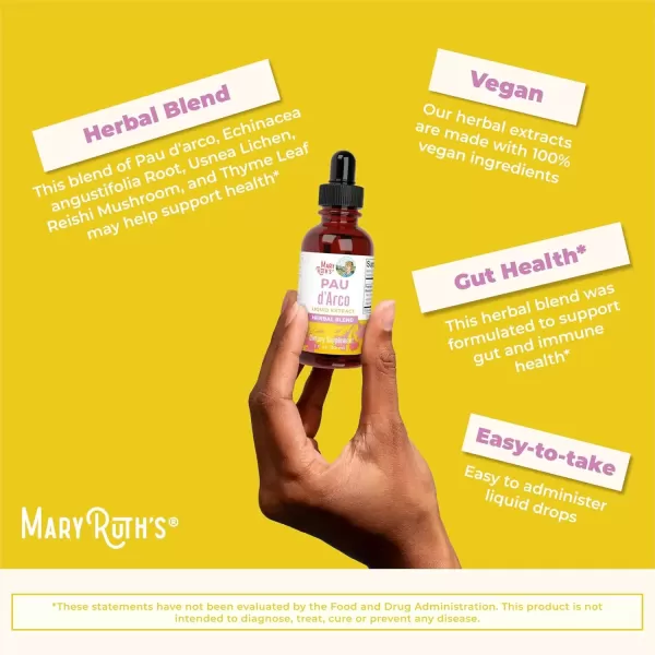 imageMaryRuths PAU dArco Bark Liquid Herbal Supplement  Immune Support Digestive ampamp Gut Health  Echinacea Usnea Lichen Reishi Mushroom Thyme Leaf  Vegan NonGMO  1 Fl Oz 1 Month Supply