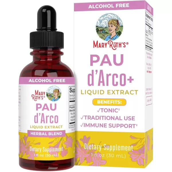 imageMaryRuths PAU dArco Bark Liquid Herbal Supplement  Immune Support Digestive ampamp Gut Health  Echinacea Usnea Lichen Reishi Mushroom Thyme Leaf  Vegan NonGMO  1 Fl Oz 1 Month Supply