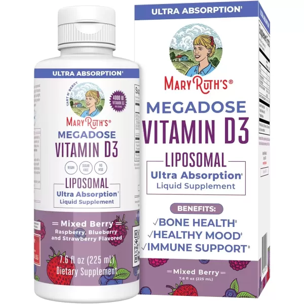 imageMegagose Vitamin D3 Liposomal by MaryRuths Vitamin D 4000 IU  Ultra Absorption  Immune Support for Adults  Bone Health  VIT D3  Vegan  Sugar Free  Gluten Free  NonGMO  45 ServingsMixed Berry