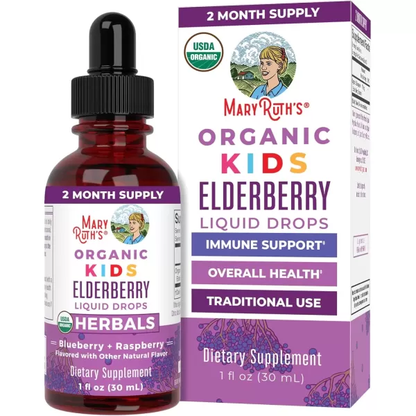 imageUSDA Organic Elderberry Liquid Drops for Kids by MaryRuths  Vegan Elderberry Extract  Organic Glycerin  Immune Support Supplement  Overall Health  Formulated for Ages 413  1oz