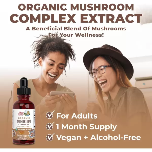 imageUSDA Organic Mushroom Complex by MaryRuths  Herbal Liquid Drops  Mushroom Supplement  Lions Mane  Reishi Mushroom  Shiitake Mushrooms  NonGMO  Vegan  Alcohol Free Tincture  30 ServingsUnflavored