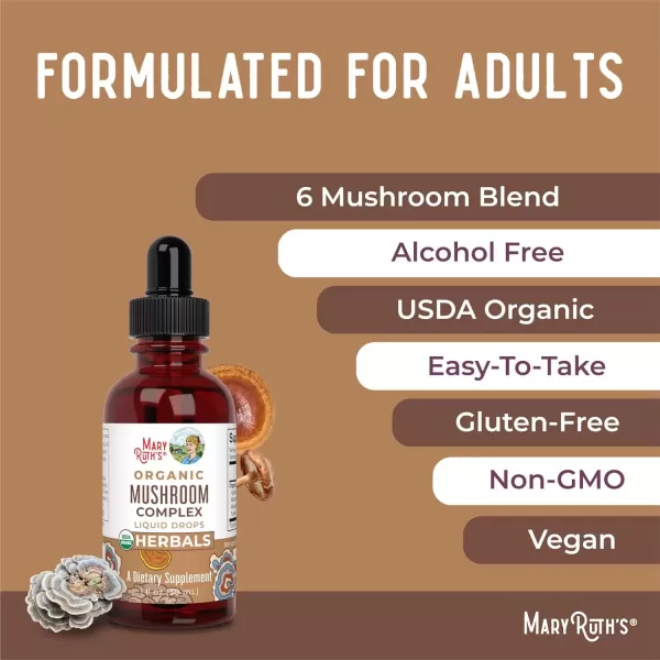 imageUSDA Organic Mushroom Complex by MaryRuths  Herbal Liquid Drops  Mushroom Supplement  Lions Mane  Reishi Mushroom  Shiitake Mushrooms  NonGMO  Vegan  Alcohol Free Tincture  30 ServingsUnflavored