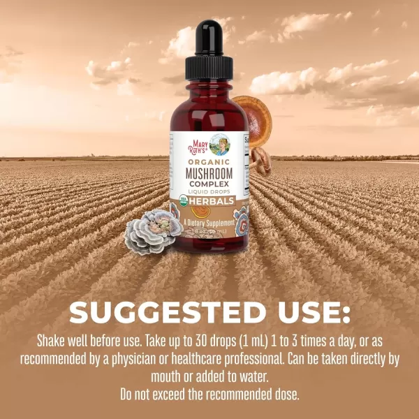 imageUSDA Organic Mushroom Complex by MaryRuths  Herbal Liquid Drops  Mushroom Supplement  Lions Mane  Reishi Mushroom  Shiitake Mushrooms  NonGMO  Vegan  Alcohol Free Tincture  30 ServingsUnflavored