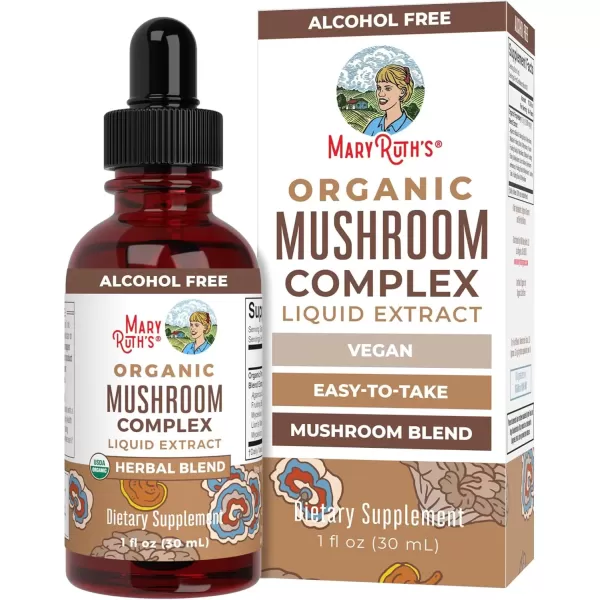 imageUSDA Organic Mushroom Complex by MaryRuths  Herbal Liquid Drops  Mushroom Supplement  Lions Mane  Reishi Mushroom  Shiitake Mushrooms  NonGMO  Vegan  Alcohol Free Tincture  30 ServingsUnflavored