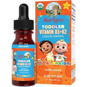 imageMaryRuth Organics CoComelon Vitamin D3 K2 Liquid Drops for Toddlers  Vitamin K2 D3 Supplement for Kids Ages 13  Calcium Absorption  Strong Bones  USDA Organic  Sugar Free  15 mL