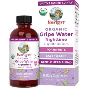 imageUSDA Organic Nighttime Gripe Water for Babies by MaryRuths  Herbal Blend for Little Tummies  Baby Essentials  Ages 0  Ginger Root  Lemon Balm  Fennel Seed  Vegan  4 oz  3060 Servings