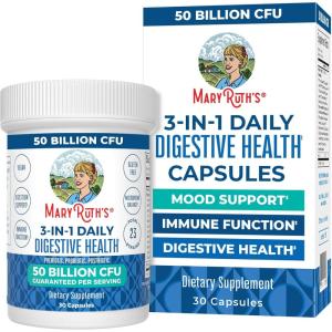 imageMaryRuth Organics 3 in 1 Probiotics for Digestive Health  Prebiotic ampamp Postbiotic  Gut Health Supplement for Women ampamp Men  Powder Probiotics for Women  Immune Support  50 Billion CFU  05 oz