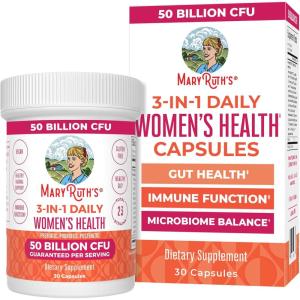 imageMaryRuth Organics 3in1 Daily Health Probiotics for Women  Clinically Tested  Hormone Support ampamp Gut Health Supplement  50 Billion CFU  Allergen Free  30 ct