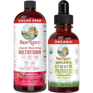 imageMaryRuth Organics Liquid Multivitamin Raspberry ampamp Liquid Probiotic 4oz Bundle  Vegan Vitamin A B C D3 E ampamp Amino Acids  Immune Digestion Focus ampamp Energy Support  Gut Health Supplement