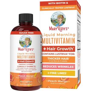 imageMaryRuths Liquid Multivitamin  Hair Growth  Clinically Tested in Women for Thicker Hair ampamp Facial Wrinkles  Biotin 10000mcg  Lustriva Hair Growth Supplements  Skin Care  Ages 18  30 Fl OzPeach Mango