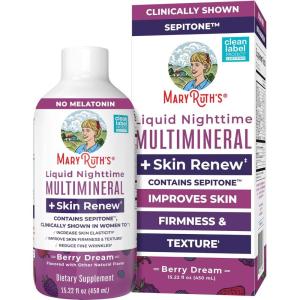 imageMaryRuths Liquid Nighttime Liquid Multimineral  Skin Renew  Clinically Shown in Women to Reduce Fine Wrinkle ampamp Improve Skin Firmness  Sepitone  NO Melatonin  Magnesium  Vegan  30 ServingsBerry