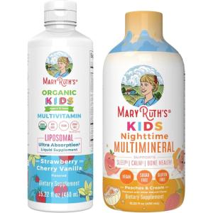 imageMaryRuths Nighttime Multimineral Peaches ampamp Cream and Multivitamin Liposomal Strawberry Cherry ampamp Vanilla for Kids  Clean Label Project Verified  Vegan Vitamins for Muslce Relaxation ampamp Overall W