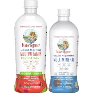 imageMaryRuths Liquid Morning Multivitamin Fruit Punch ampamp Liquid Nighttime Multimineral Coconut 15oz  Clean Label Project Verified  Vegan Vitamins for Energy Bedtime Routine ampamp Overall Health
