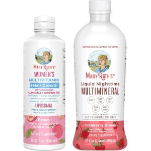 imageMaryRuths Womens Multivitamin  Hair Growth Liposomal Peach ampamp Liquid Nighttime Multimineral Cranberry  Clean Label Project Verified  Vegan  Beauty Bedtime ampamp Overall Health