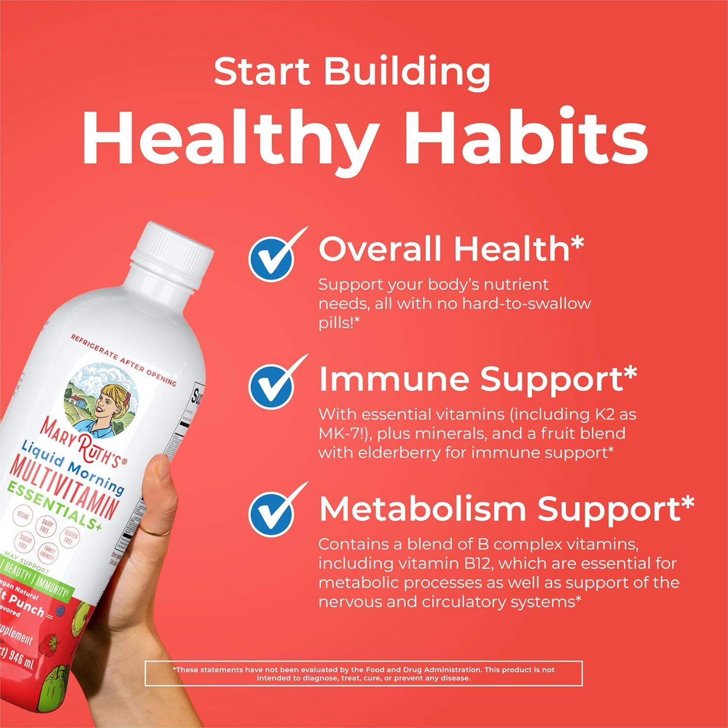 imageMaryRuth Organics Liquid Morning Multivitamin Fruit Punch ampamp Iron Liquid Berry  Clean Label Project Verified  Vitamins for Energy Immunity ampamp Overall Health  Vegan NonGMO Gluten Free