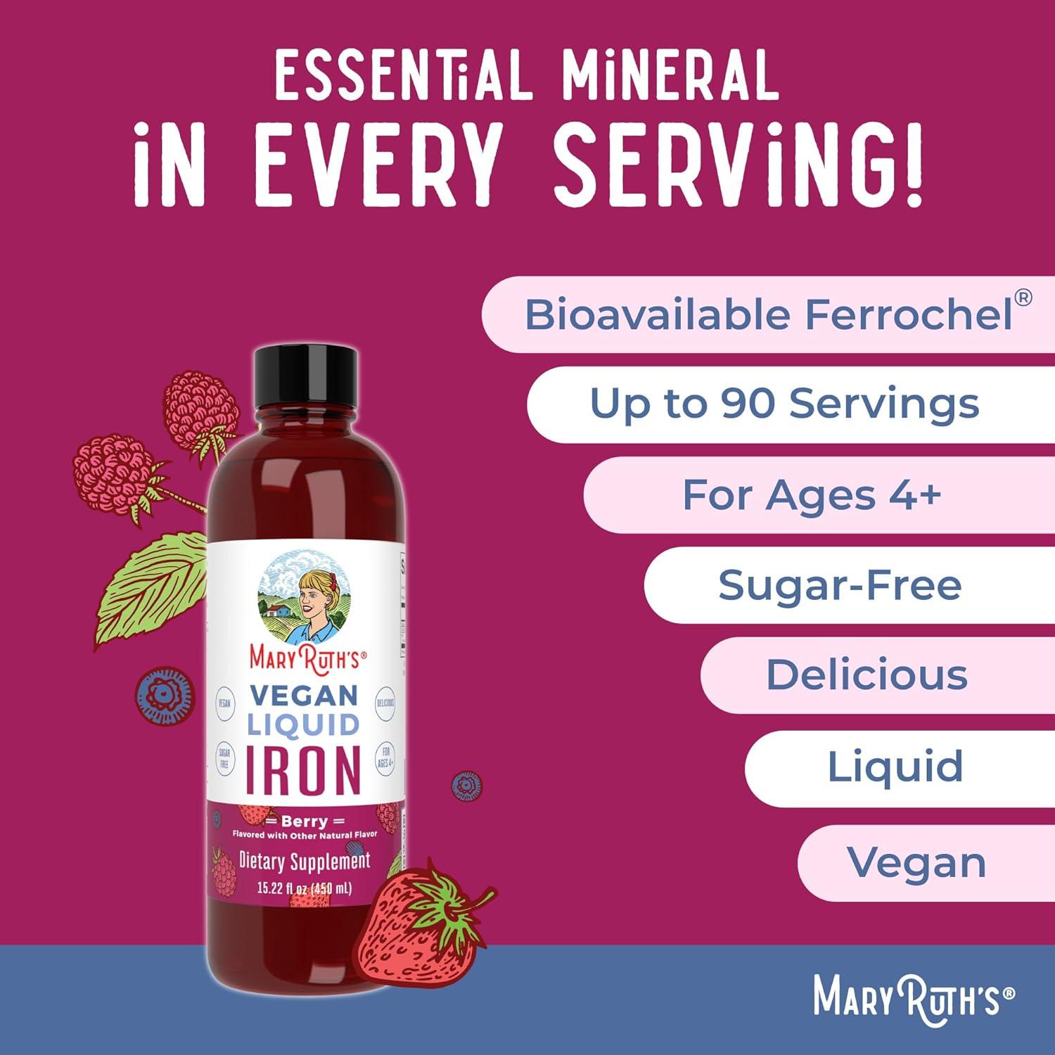 imageMaryRuth Organics Liquid Morning Multivitamin Fruit Punch ampamp Iron Liquid Berry  Clean Label Project Verified  Vitamins for Energy Immunity ampamp Overall Health  Vegan NonGMO Gluten Free