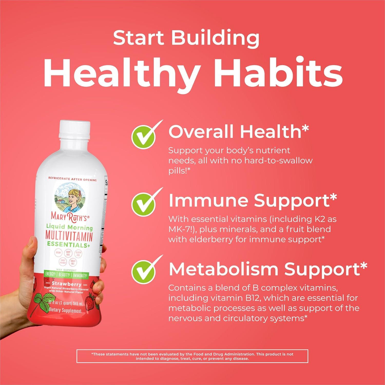 imageMaryRuths Liquid Morning Multivitamin Strawberry ampamp Iron Liquid Berry  Clean Label Project Verified  Vitamins for Energy Immunity ampamp Overall Health  Vegan NonGMO Gluten Free