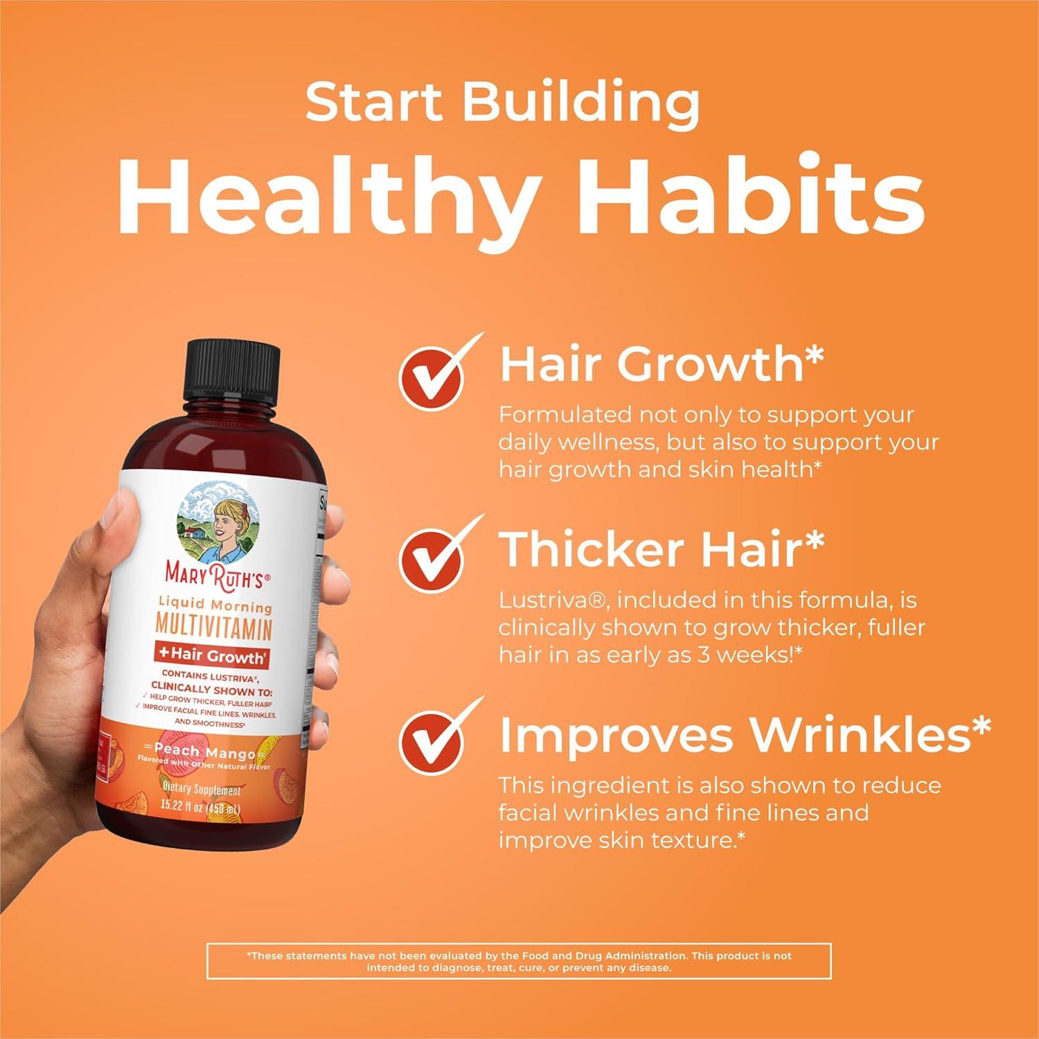 imageMaryRuths MaryRuths Liquid Morning Multivitamin Hair Growth Peach Mango 1522oz ampamp Iron Liquid Berry  Clean Label Project Verified  Beauty Immunity ampamp Overall Health  Vegan NonGMO