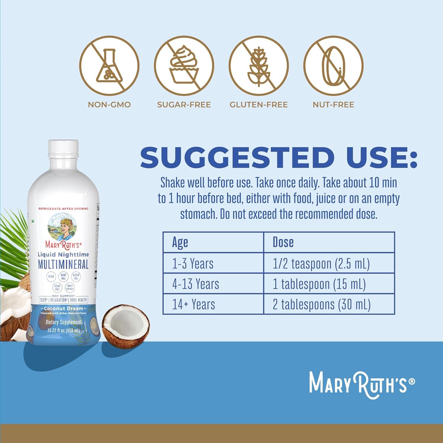 imageMaryRuths Multivitamin Gummies for Women Strawberry ampamp Liquid Nighttime Multimineral Coconut 1522oz  Clean Label Project Verified  USDA Organic ampamp Vegan  Beauty Sleep ampamp Overall Health