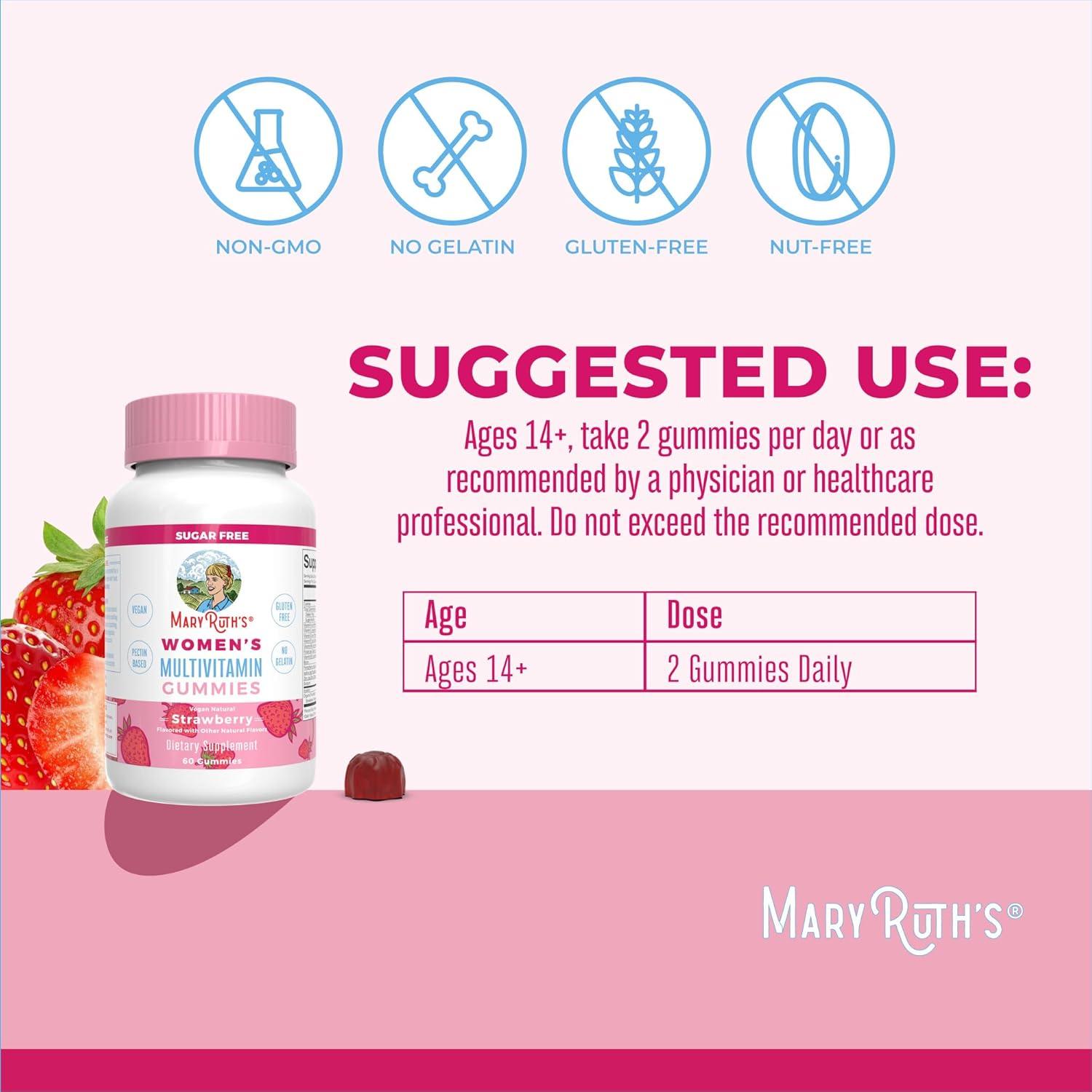 imageMaryRuths Multivitamin Gummies for Women Strawberry ampamp Liquid Nighttime Multimineral Coconut 32oz  Clean Label Project Verified  Vegan  Beauty Bedtime Routine ampamp Overall Health