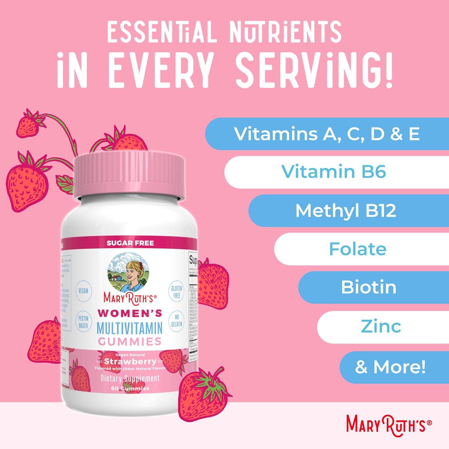 imageMaryRuths Multivitamin Gummies for Women Strawberry ampamp Liquid Nighttime Multimineral Coconut 32oz  Clean Label Project Verified  Vegan  Beauty Bedtime Routine ampamp Overall Health